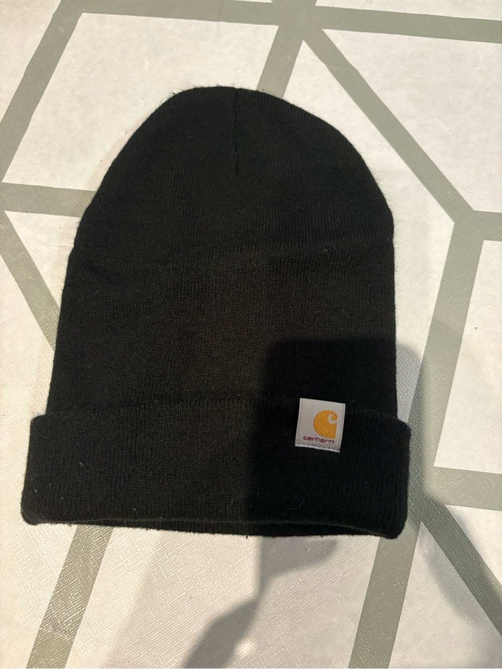 Carhartt Black Beanie with Gold Logo Patch